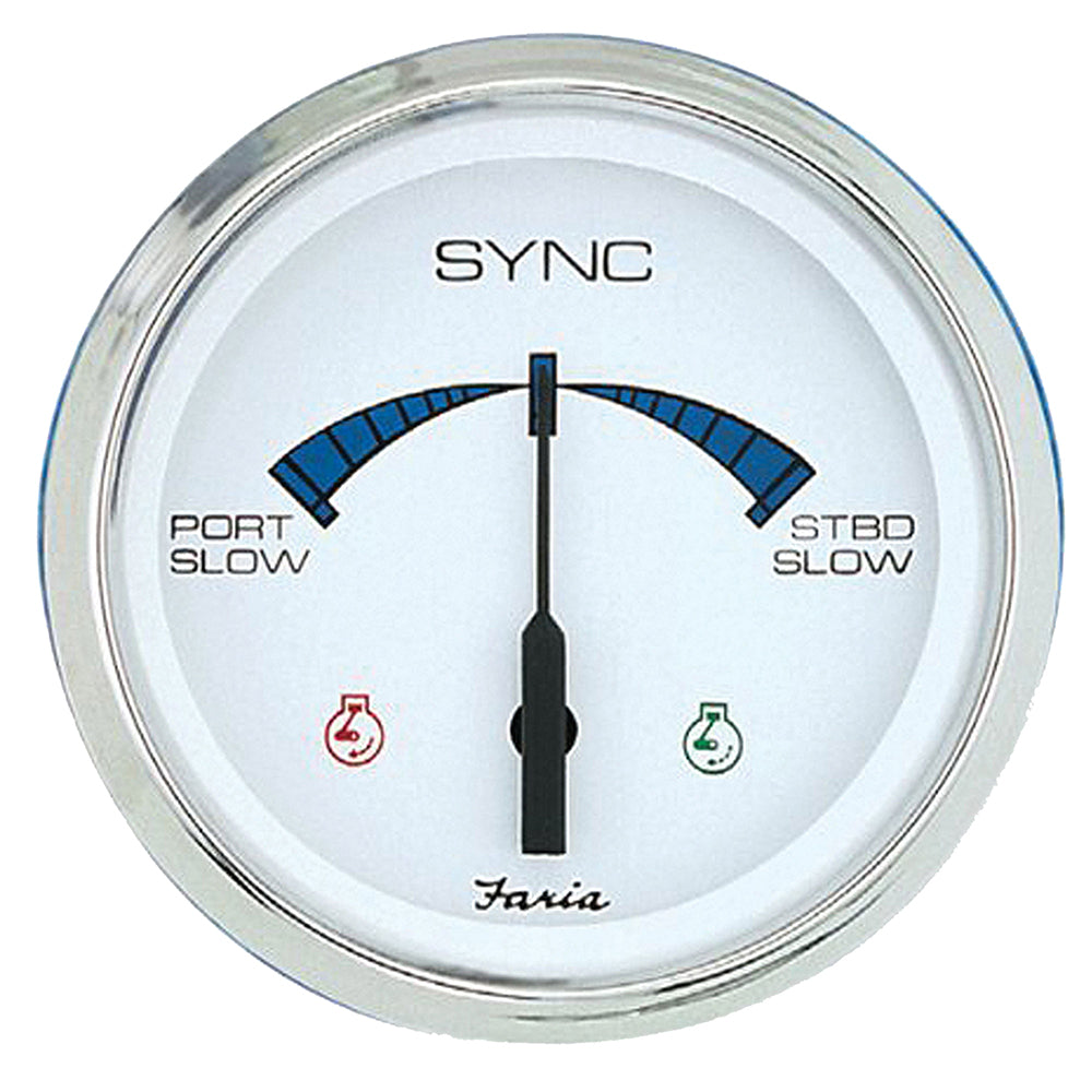 Faria 4" Chesapeake SS White Engine Synchronizer - Dual Gas &amp; Var Ratio Alt Diesel