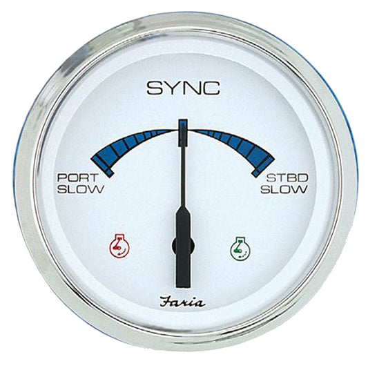 Faria 4" Chesapeake SS White Engine Synchronizer - Dual Gas &amp; Var Ratio Alt Diesel