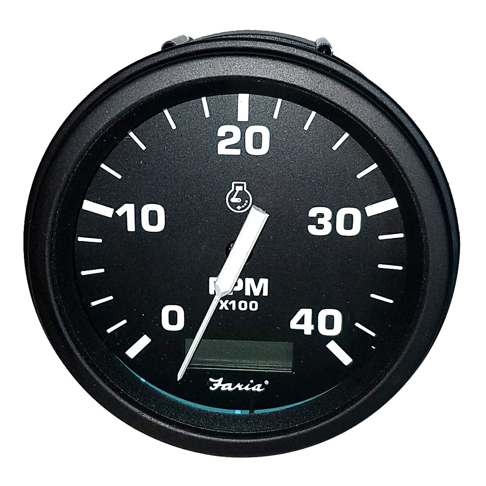 Faria Tachometer Heavy-Duty Tachometer w/Hourmeter (4000 RPM) (Diesel) (Mech Takeoff &amp; Var Ratio Alt) - Black