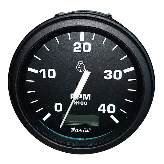 Faria Tachometer Heavy-Duty Tachometer w/Hourmeter (4000 RPM) (Diesel) (Mech Takeoff &amp; Var Ratio Alt) - Black