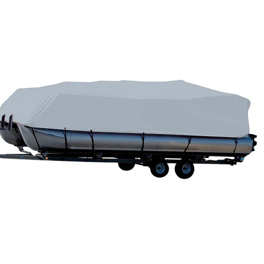 Carver Sun-DURA&reg; Styled-to-Fit Boat Cover f/16.5&#39; Pontoons w/Bimini Top &amp; Partial Rails - Grey