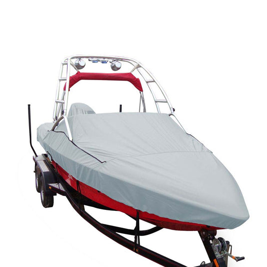 Carver Sun-DURA&reg; Specialty Boat Cover f/18.5&#39; Sterndrive V-Hull Runabouts w/Tower - Grey